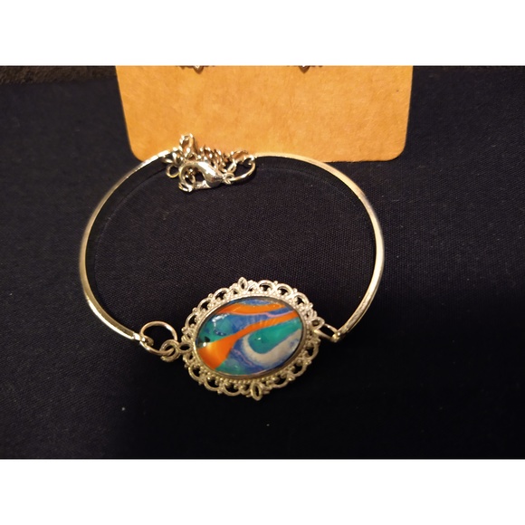 Accessories - HANDMADE BLUE/ORANGE BRACELET - BEAUTIFUL - UNIQUE OVAL SHAPE